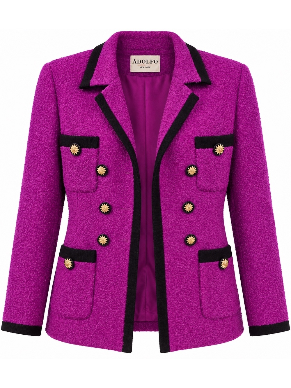 Vintage Adolfo New York Magenta Wool Bouclé Blazer